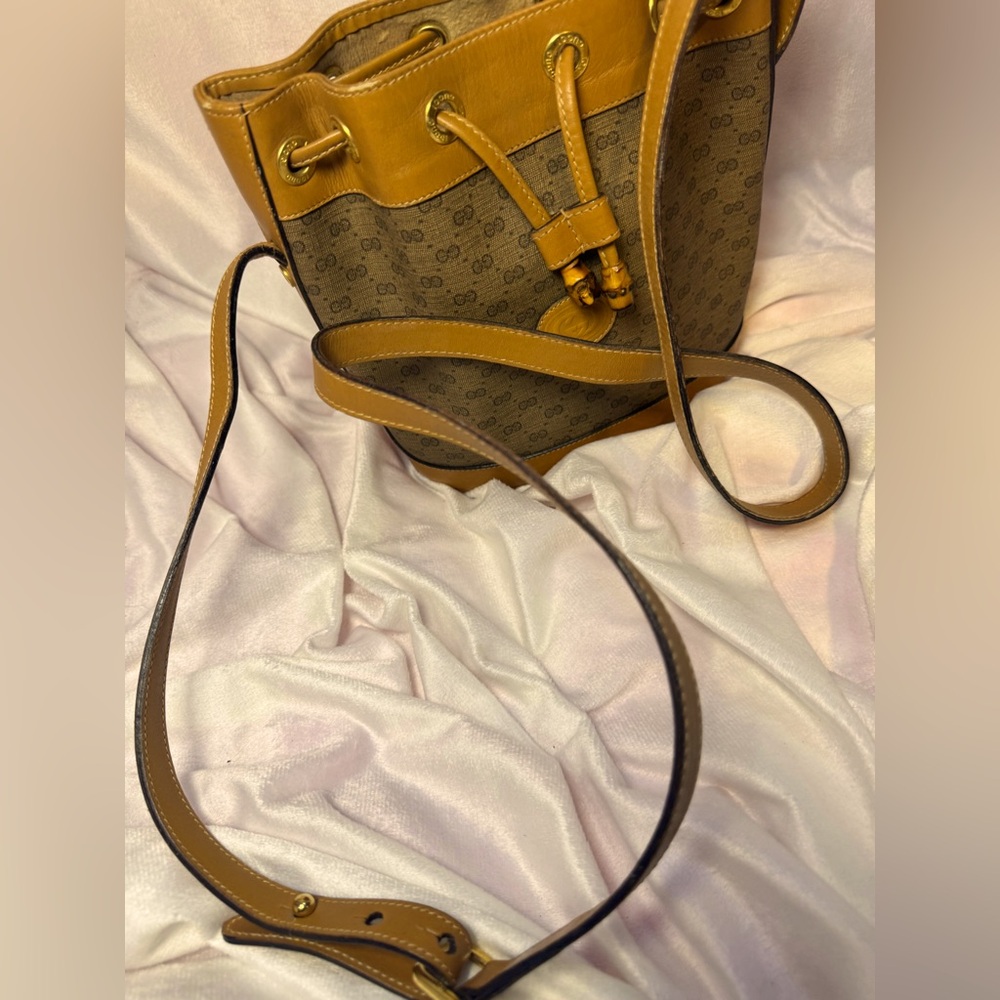 Gucci Monogram Bucket Bag Crossbody GG Bamboo Authentic RARE Vintage 1980s - Picture 5 of 16